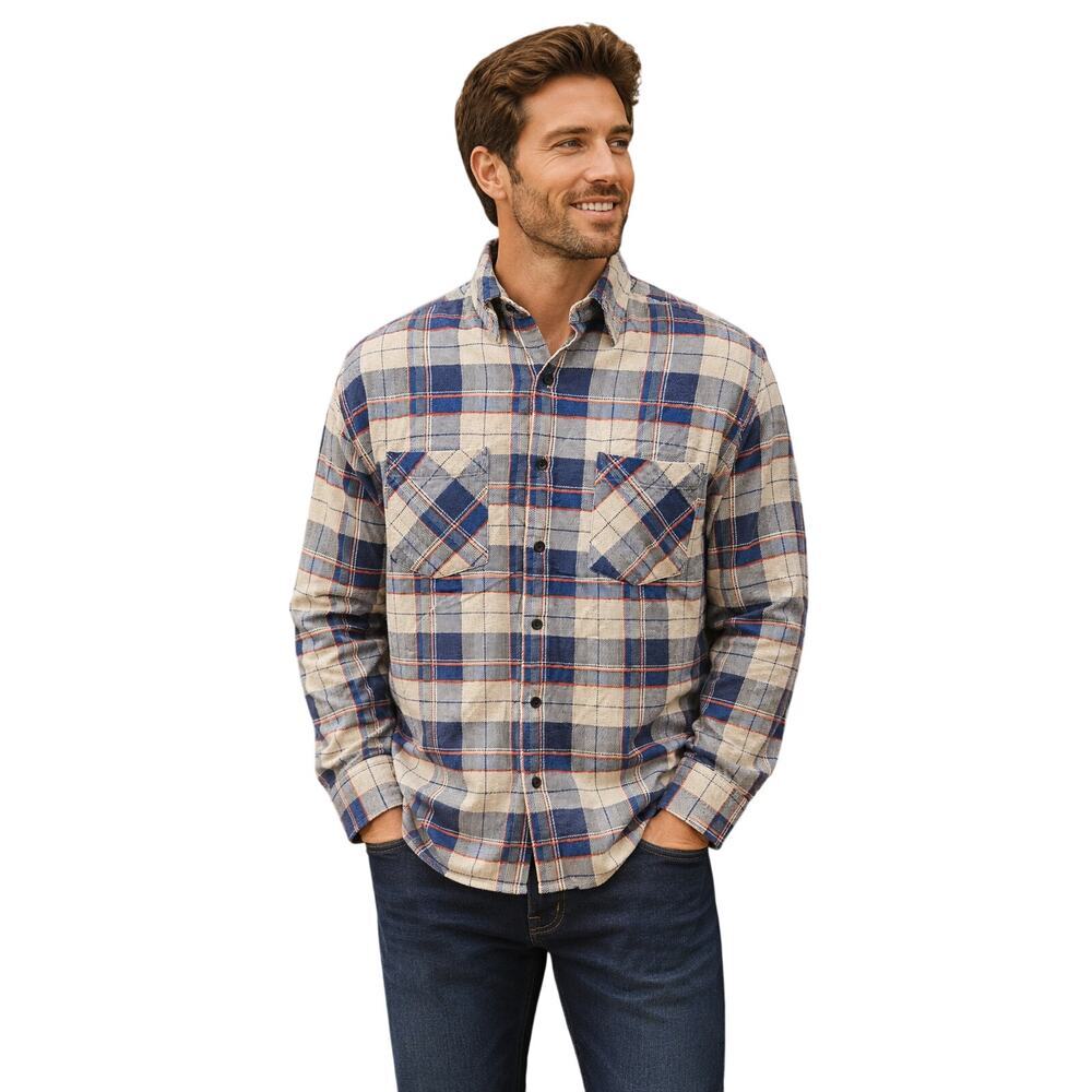 Jonathan Hill red white blue plaid patriotic long sleeve flannel M warm winter